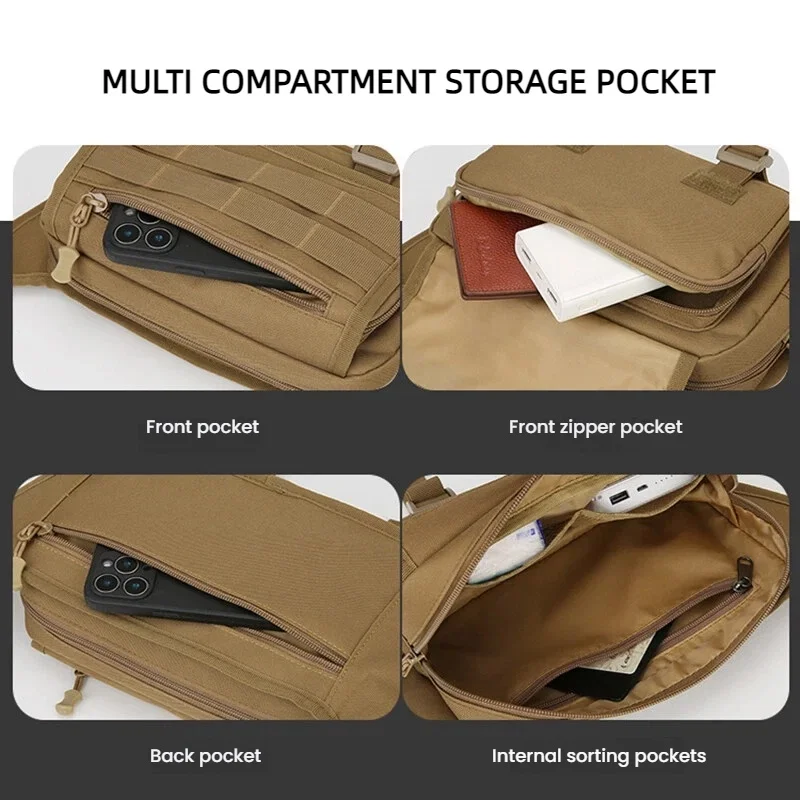 حقيبة صدر كاجوال للرجال، تخزين متعدد الأقسام، حقيبة كتف رياضية، مناسبة للأنشطة الخارجية مثل المشي لمسافات طويلة وركوب الدراجات وما إلى ذلك #5