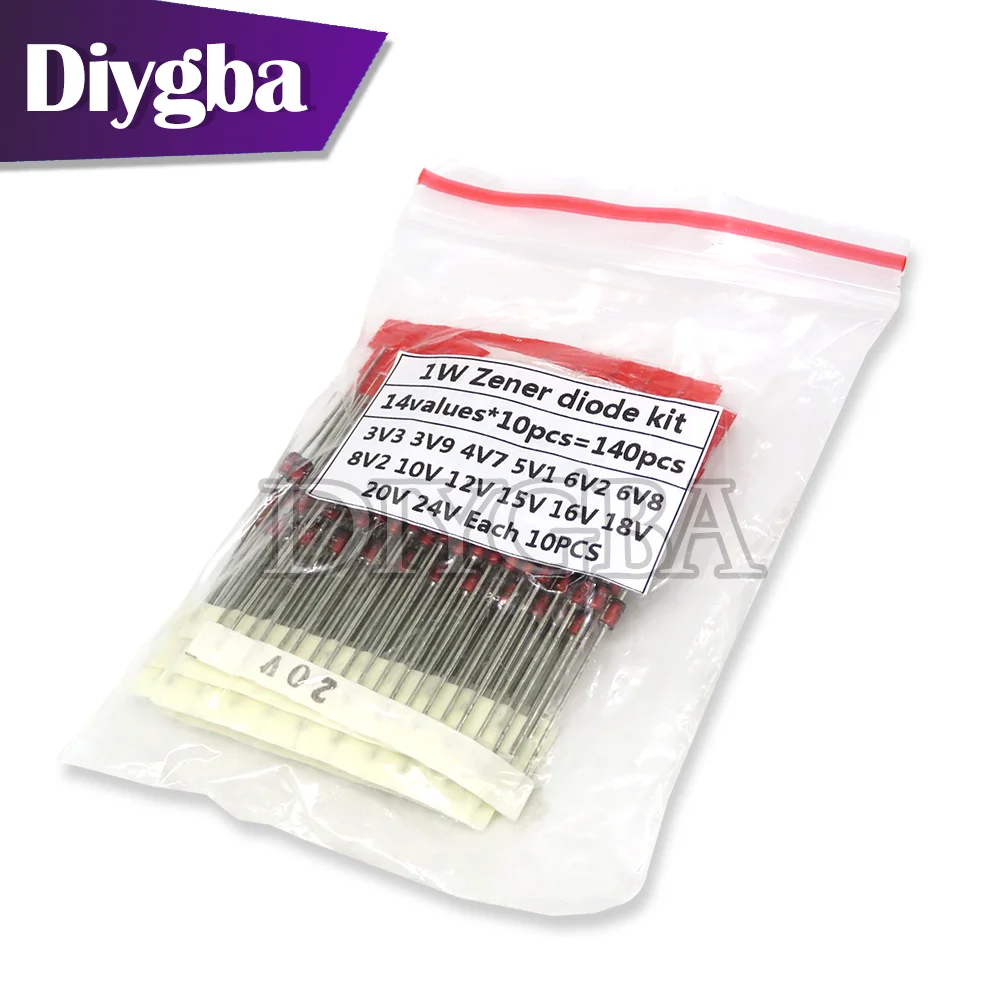 140PCS/LOT 1W Zener diode kit DO-41 3.3V-30V Component diy kit 14Values X 10PCS DIYGBA