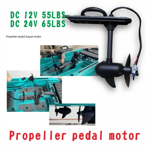 Kayak Accessory Electric Trolling Motor for Propeller Fishing Kayak DC 12V/24V 55/65lbs Heavy Duty Thruster 1 Person