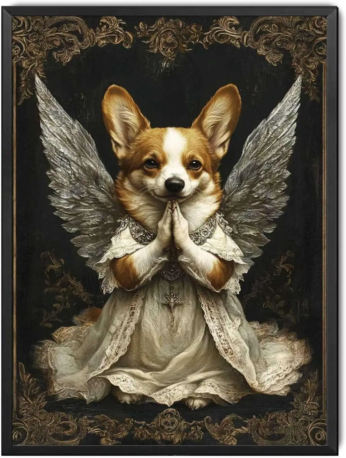 Retro Style Metal Tin Sign An Angelic Corgi Kneeling In Prayer Metal Tin Sign Bar Pub Man Cave Wall Decor 16.00