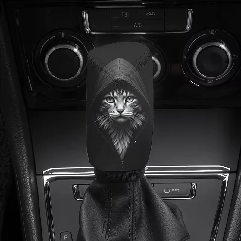 1pc, A Unique Cat-Themed Printed Gear Shift Dust Cover Suitable For Various Car Models, Featuring A Distinctive Design That Is E