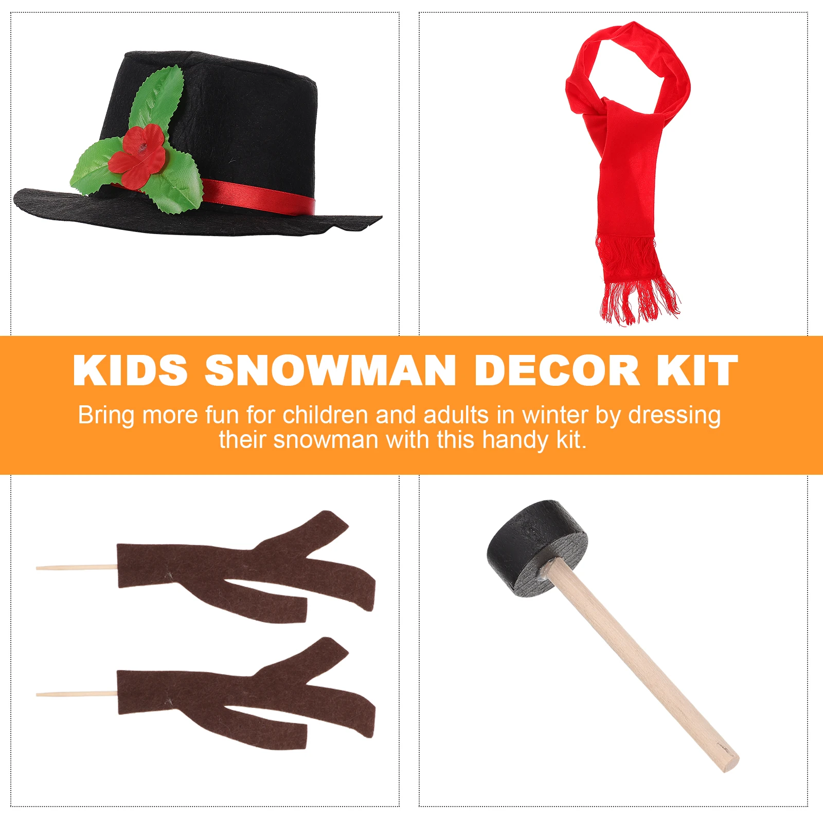 

Snowman Hat Scarf Set Ornament Kit DIY Props Accessories Wooden Decorating Cloth