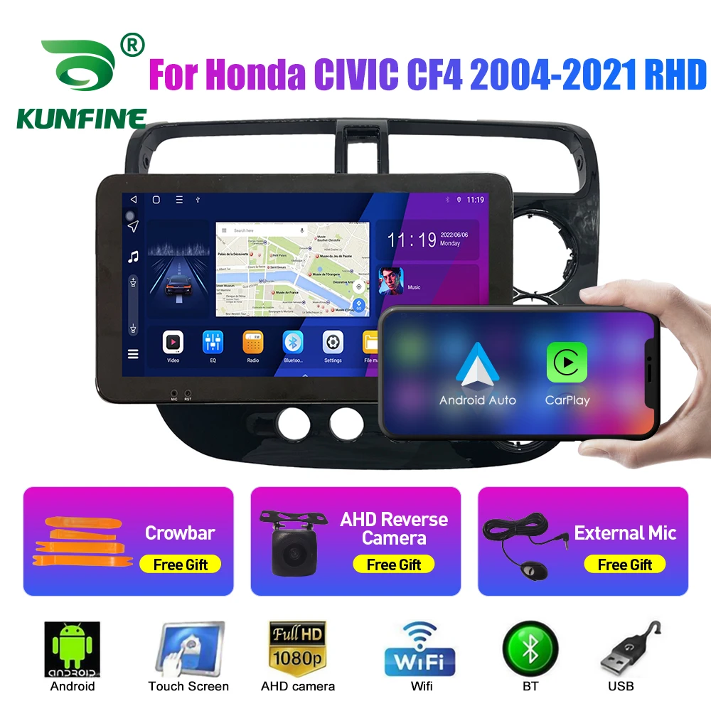 

10,33-дюймовый автомобильный радиоприемник для Honda CIVIC CF4 2004-21 2Din Android, восьмиядерный автомобильный стерео DVD, GPS-навигатор, плеер, QLED-экран Carplay