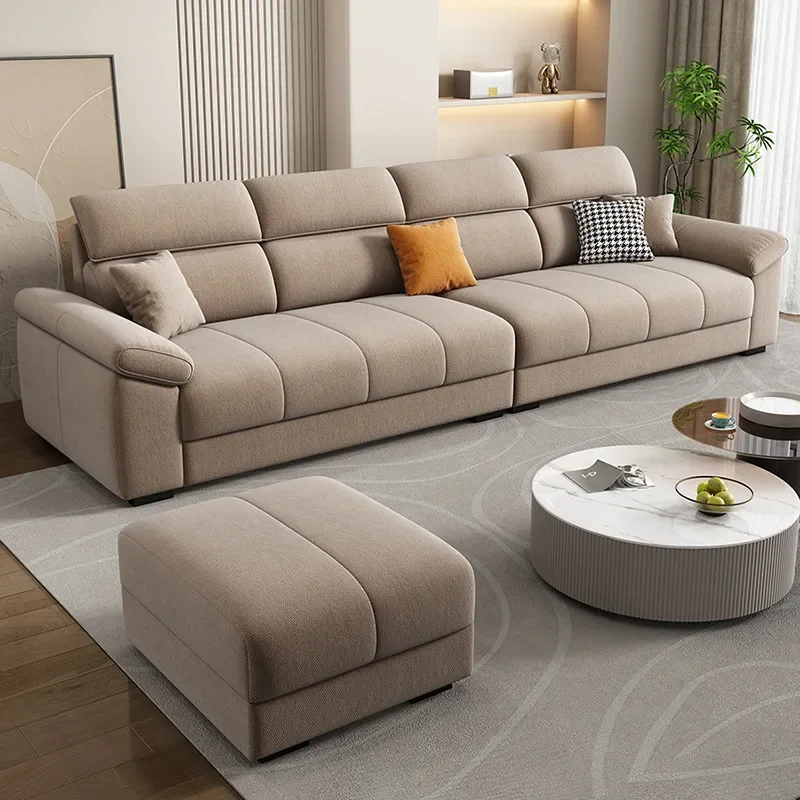 Sofá de tecido de algodão e linho, removível e lavável, sofisticado, simples, moderno, grande e pequeno, apartamento, sala de estar, creme