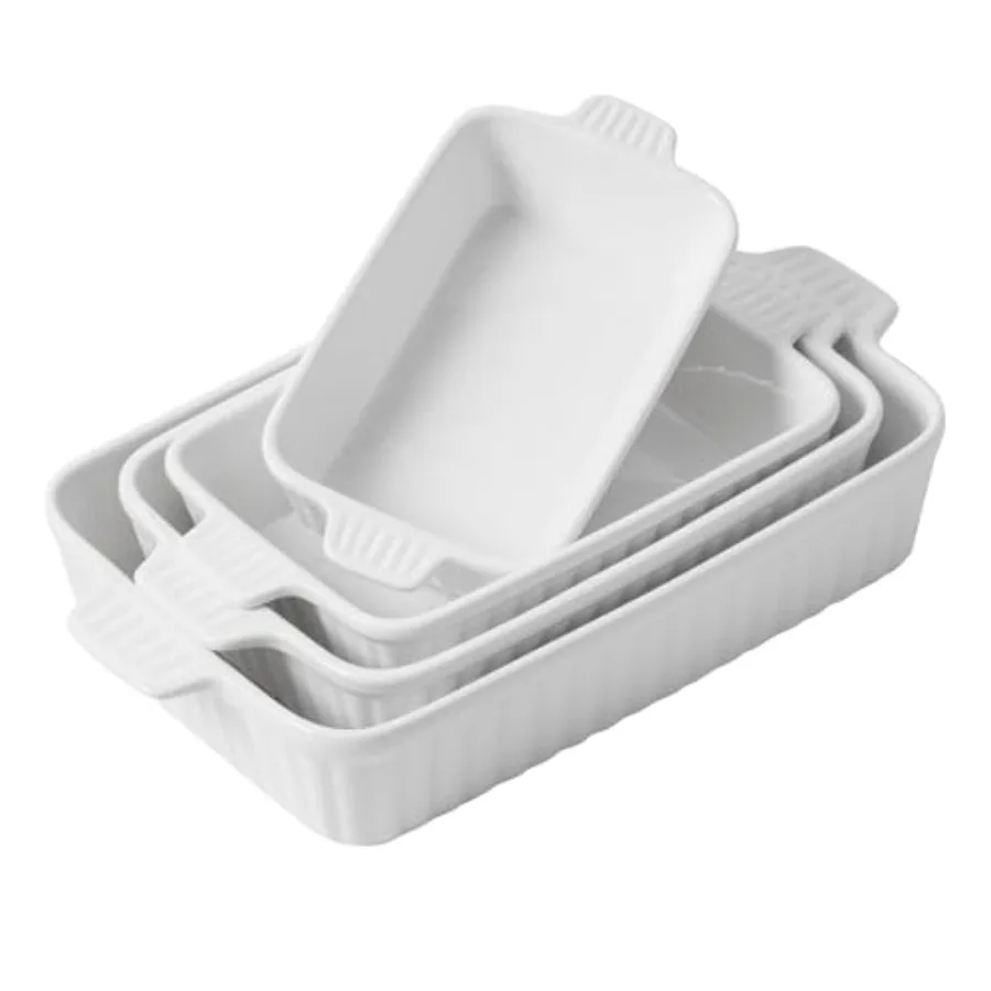

Casrole Dises for Oven Ceramic g Dises Porcelain akeware t of 4 Recular g Pan Wite Deep Lasagna Pan wit andle for Cooking Roast