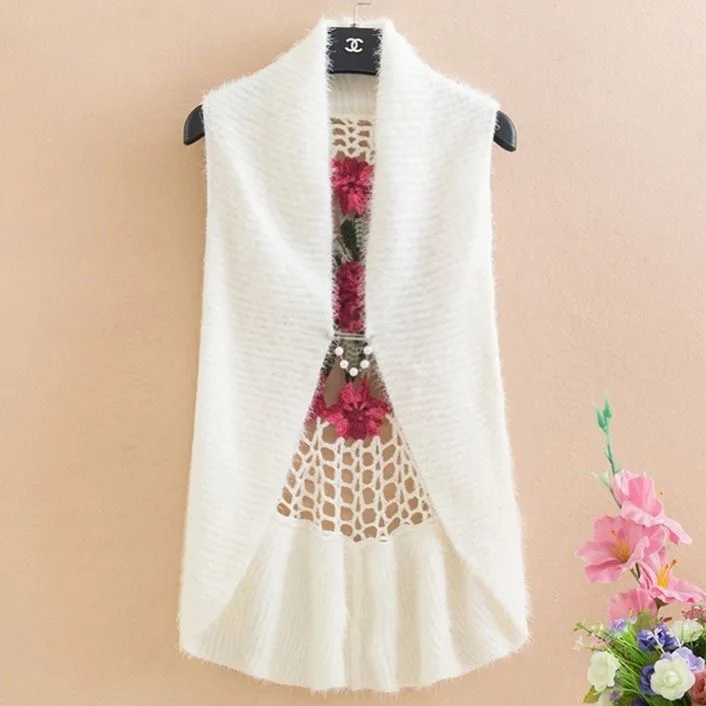 Sleeveless Women Crochet Sweaters Lady Hollow Out Flower Sweaters Femme Knitted Vest Women Sleeveless Cardigans