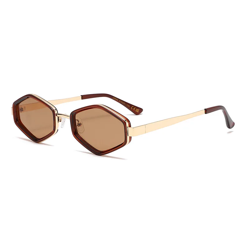 

3644 Fashion Geometric Sunglasses for Men Women, Stylish Polygonal Metal Sun Glasses, Vintage Compact Personalized Shades 605513