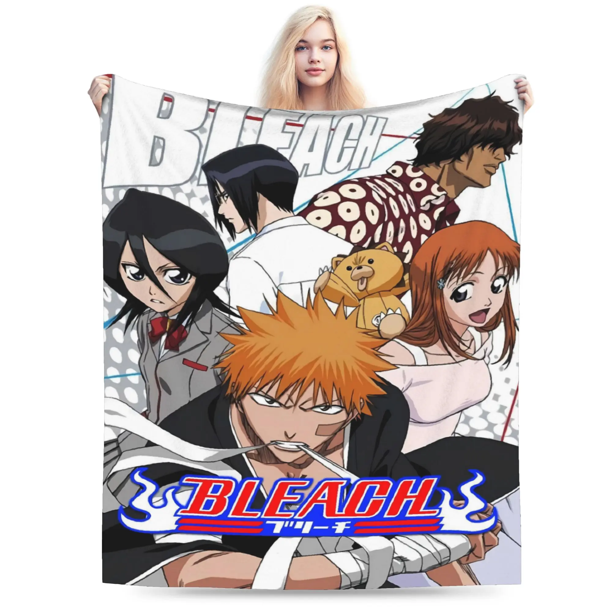 Ichigo Rukia Orihime Blanket Quality Warm Soft Bleached Bedding Throws Winter Picnic Bedroom Funny Bedspread