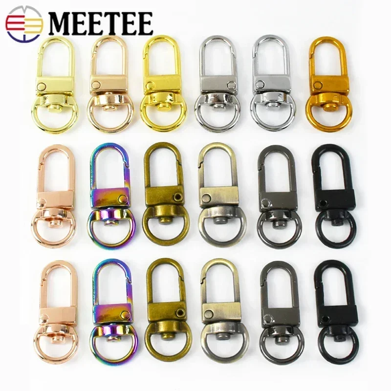 

10-30Pcs 10mm Metal Bag Strap Buckles Keychain Small Carabiners Swivel Clasp For Webbing Snap Hook DIY Leather Carft Accessories