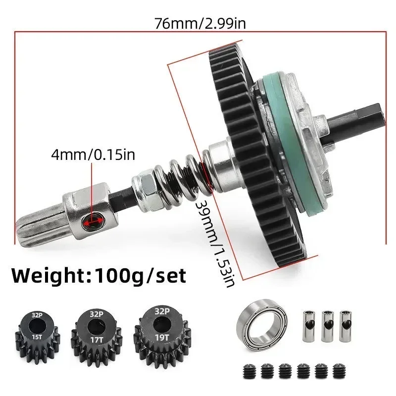 Steel Metal Gear 54T+15T+17T+19T+Deceleration of rotating shaft set for Trxs Slash 4x4