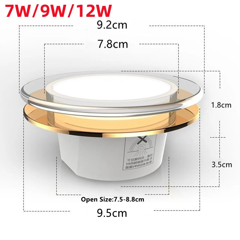 Crystal LED Downlight 7W 9W 12W 15W 18W Dimmable Recessed LED Spot Lighting Bedroom Kitchen Indoor LED Down Light Lamp