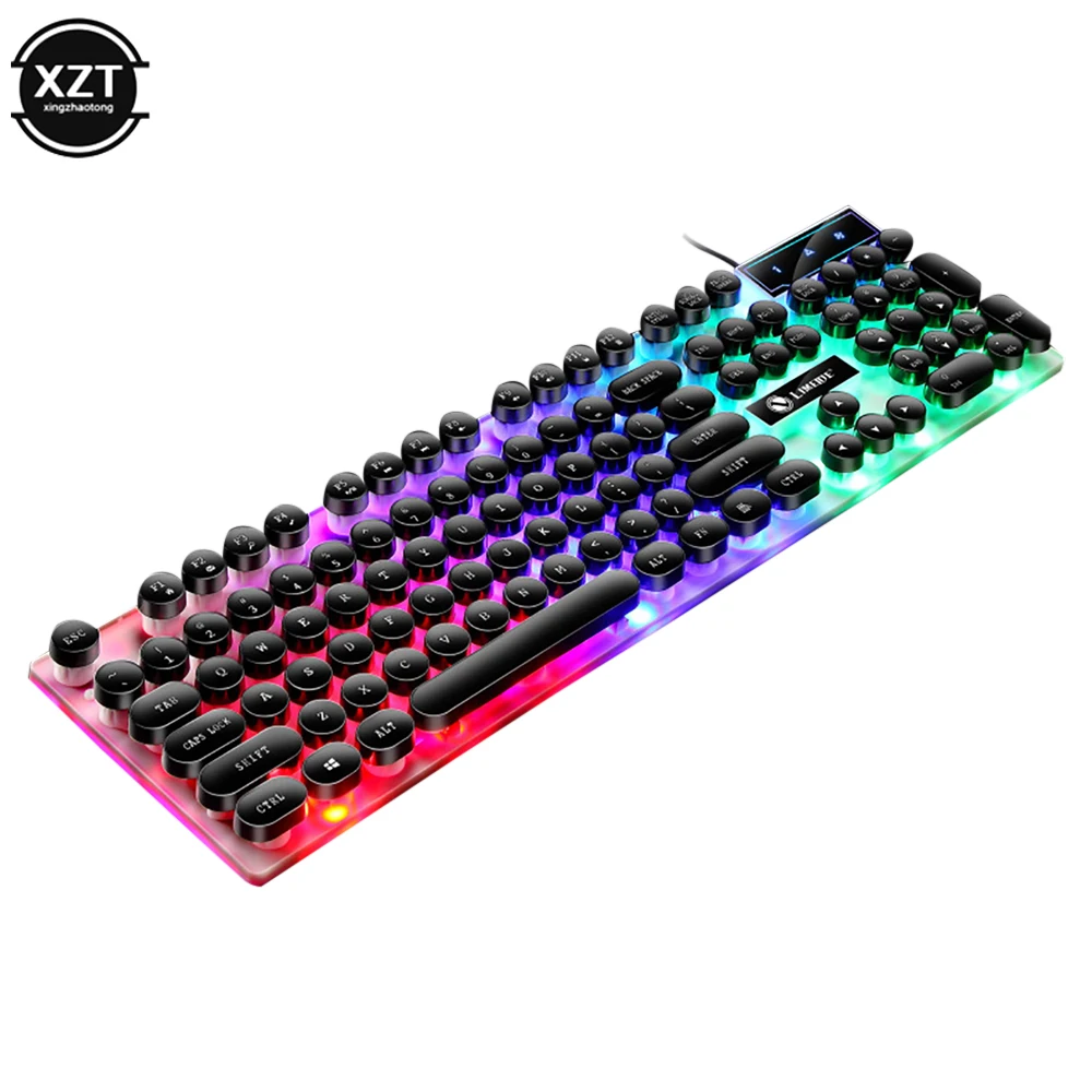 GTX300 Máquina de Escrever Teclado e Mouse Set, Teclado Retro Punk, Jogo retroiluminado, USB Wired, PC, Desktops