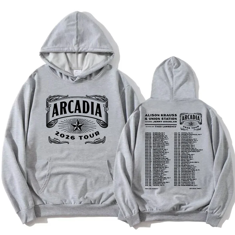 

Худи Arcadia Tour 2026 с графическим принтом Alison Krauss & Union Station, женские толстовки с длинным рукавом и капюшоном, пуловеры, свитшоты