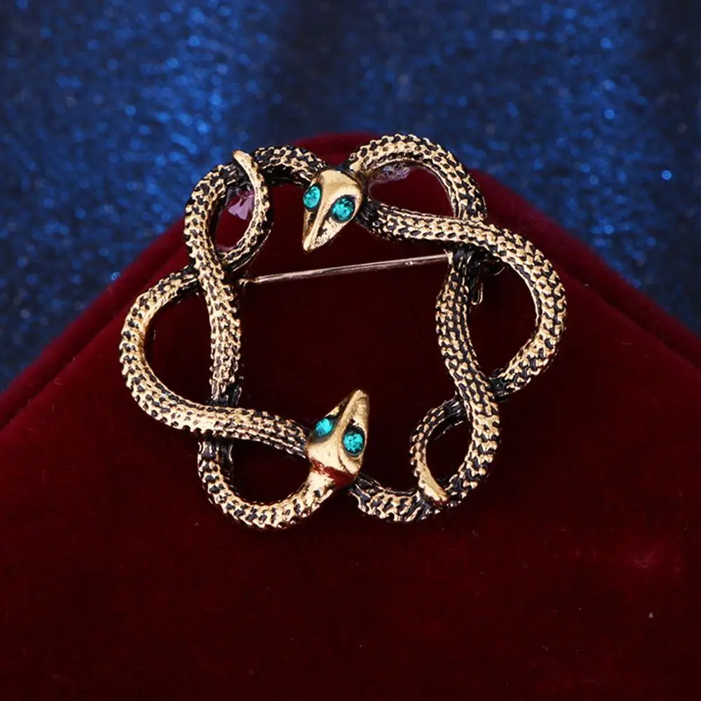 Vintage Rhinestone Temperamental Alloy Ceremony Banquet Snake Fashion Jewelry Men Brooch Korean Style Brooch Clothing Accessory