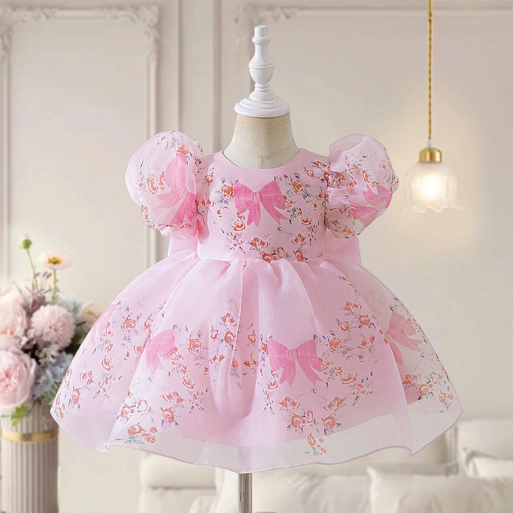 

Toddler Flower Bridesmaid Baby Girls Dresses Elegant Baptism 1st Birthday Party Princess Prom Dress Baby Wedding Evening Costume