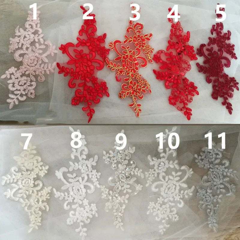 Border Lace Mirrored Flowers for Wedding Dress, Headdress, DIY Sewing Accessories, 20 PCs/Lot