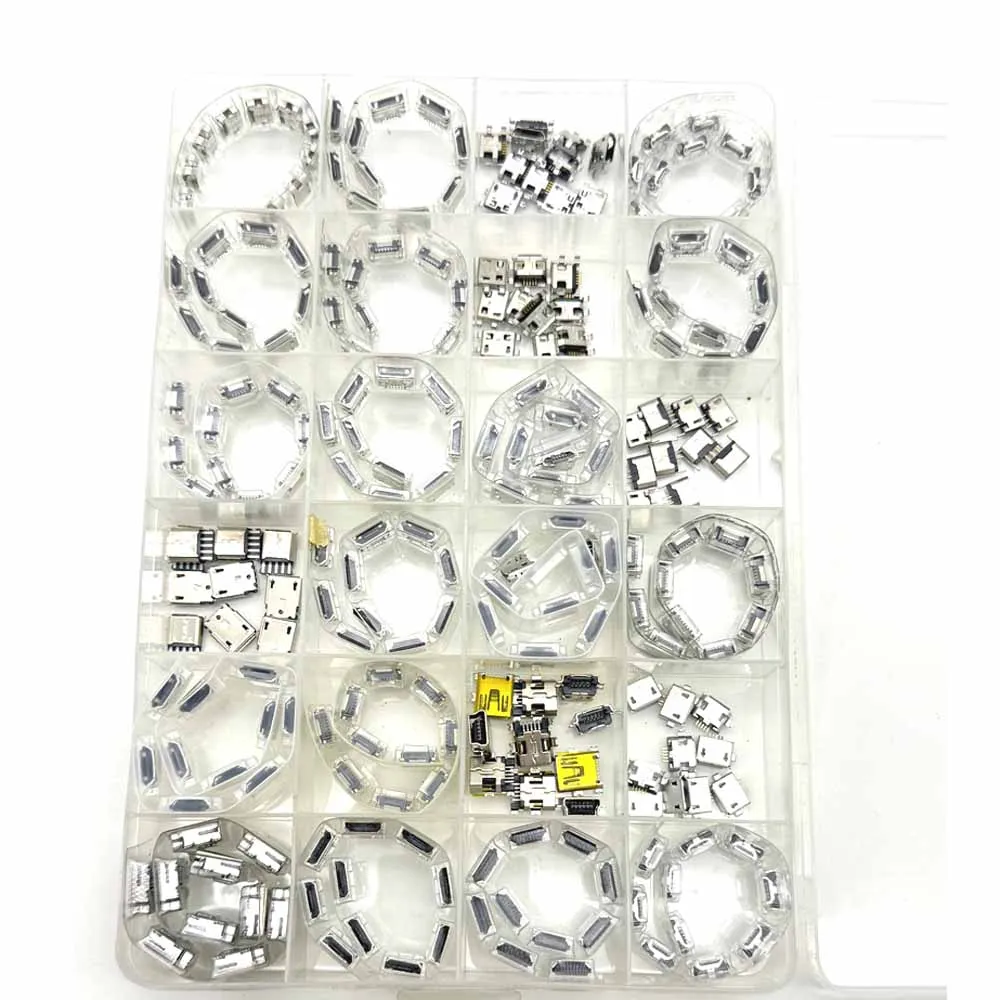 240 Teile/Satz 24 Modelle Micro Mini USB Typ B 5-Pin Buchse Rechtwinklig DIP Jack Stecker Plug-in Connector