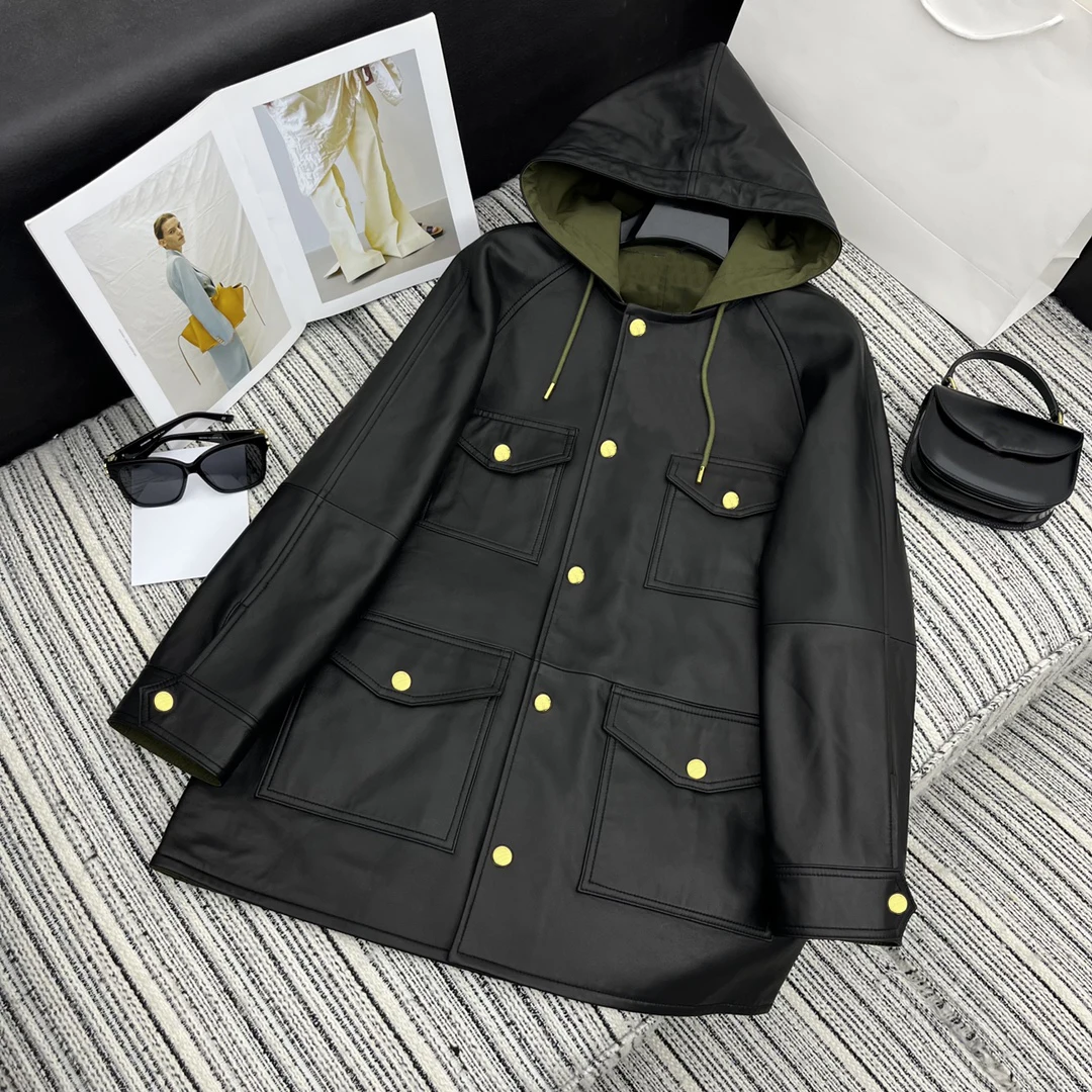 

2023 winter women's new hot Leather jacket Lapel design High quality Fashionable temperament Slim and thin Soft and comfortable