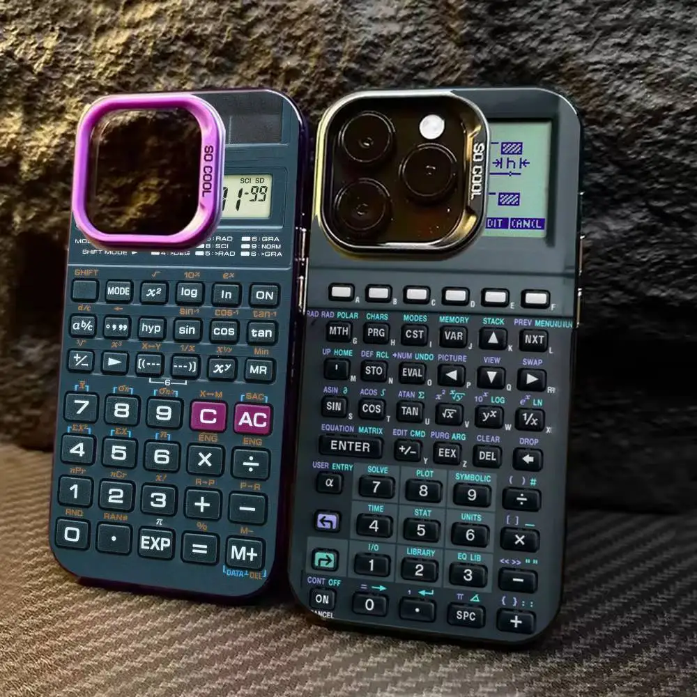 

Funny Stylish C-Calculator Phone Case For iPhone 17 16 15 14 13 12 11 Pro Max Plus Silver Matte Black Cover