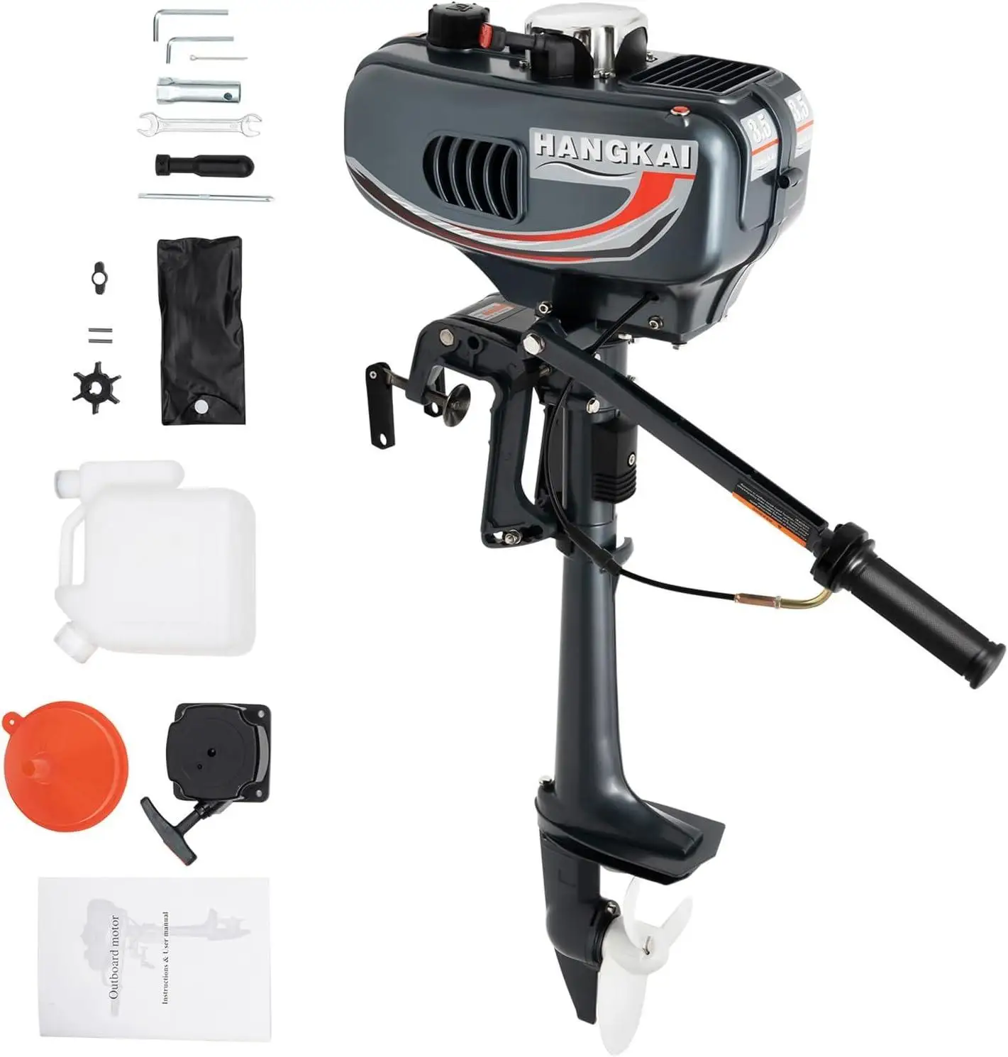 

New Petrol 2 Stroke 3.5HP Heavy Duty Outboard Motor Fishing Boat Engine 360 Degree Adjustable Direction Manual Start