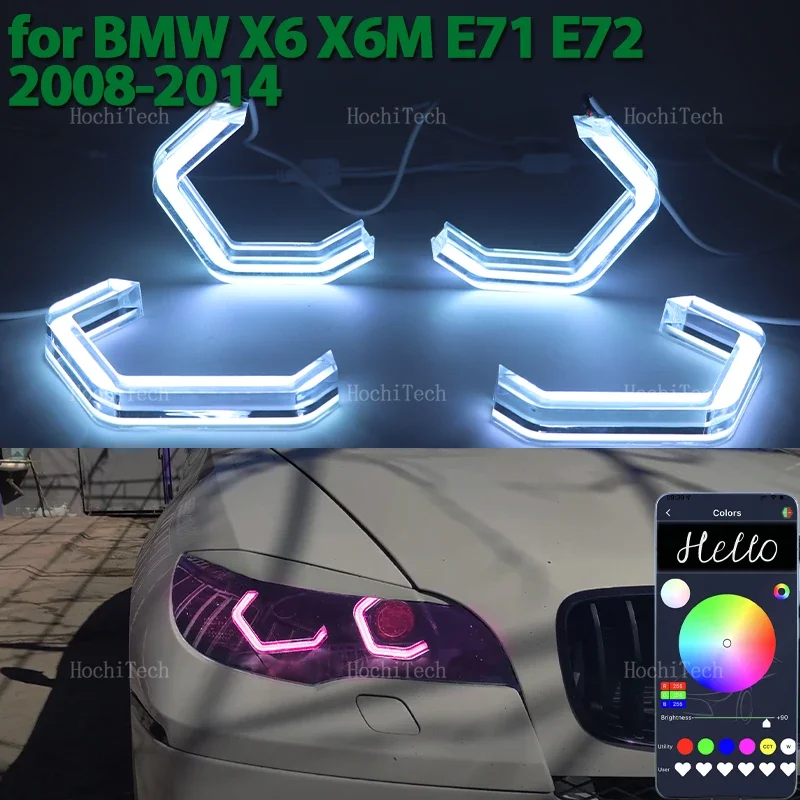 

RGB M4 style App control LED Angel Eyes Ring Lamp Car Running Light DRL for BMW X6 X6M E71 E72 2008-2014 xDrive35i 50i 30d 35d