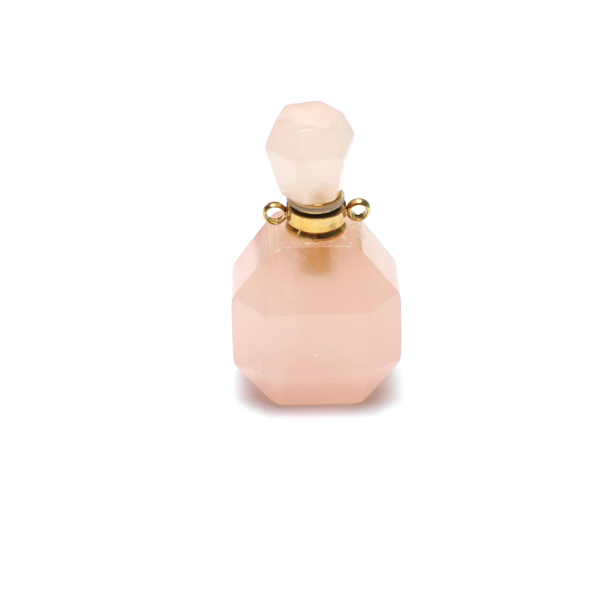 Natural Crystal Rose Quartz Perfume Bottle Pendant 20x38mm Essential Oil Diffuser Geometric Shape Gem Necklace