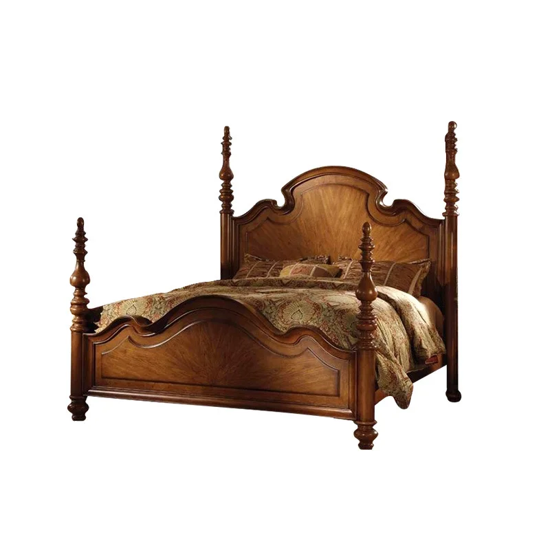 

American bed solid wood bed, master bedroom Roman column, double bed