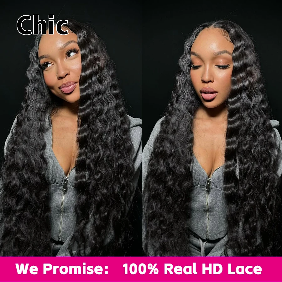 Gd Chic Wigs Deep Wave 13x6 HD Lace Frontal Wig Pre Plucked 250% Density 100% Human Hair Skinlike Real HD Lace Glueless HD Wigs