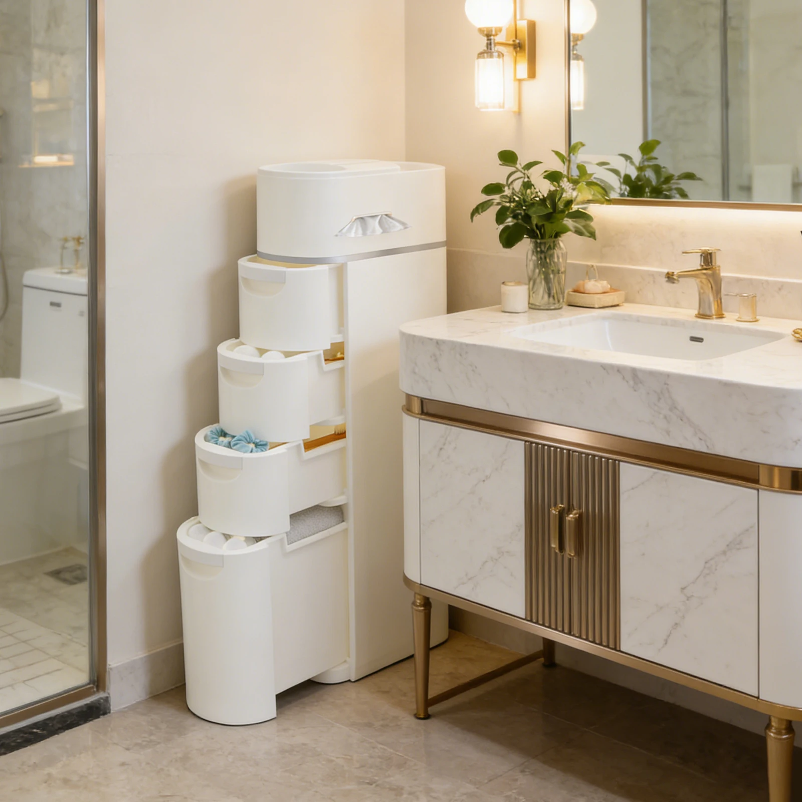 

Bathroom Floor Cabinet,Narrow Bathroom Storage Cabinet,Vertical Free Standing Bathroom Cabinet,Multipurpose Home Storage Furniture,for Home Use