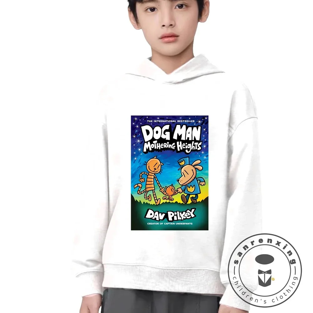 Fashion Kids Hoodies Cute Dog Man And Little Friends Cartoon Graphic Printing Boys Girls Costume Children Sweatshirt Tops