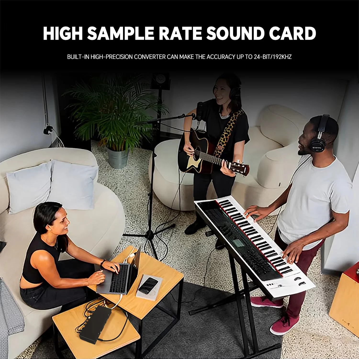 GAX-MD44 4채널 오디오 인터페이스 전문 녹음 마이크 사운드 카드 밴드 더빙 라이브 스트리밍 장비