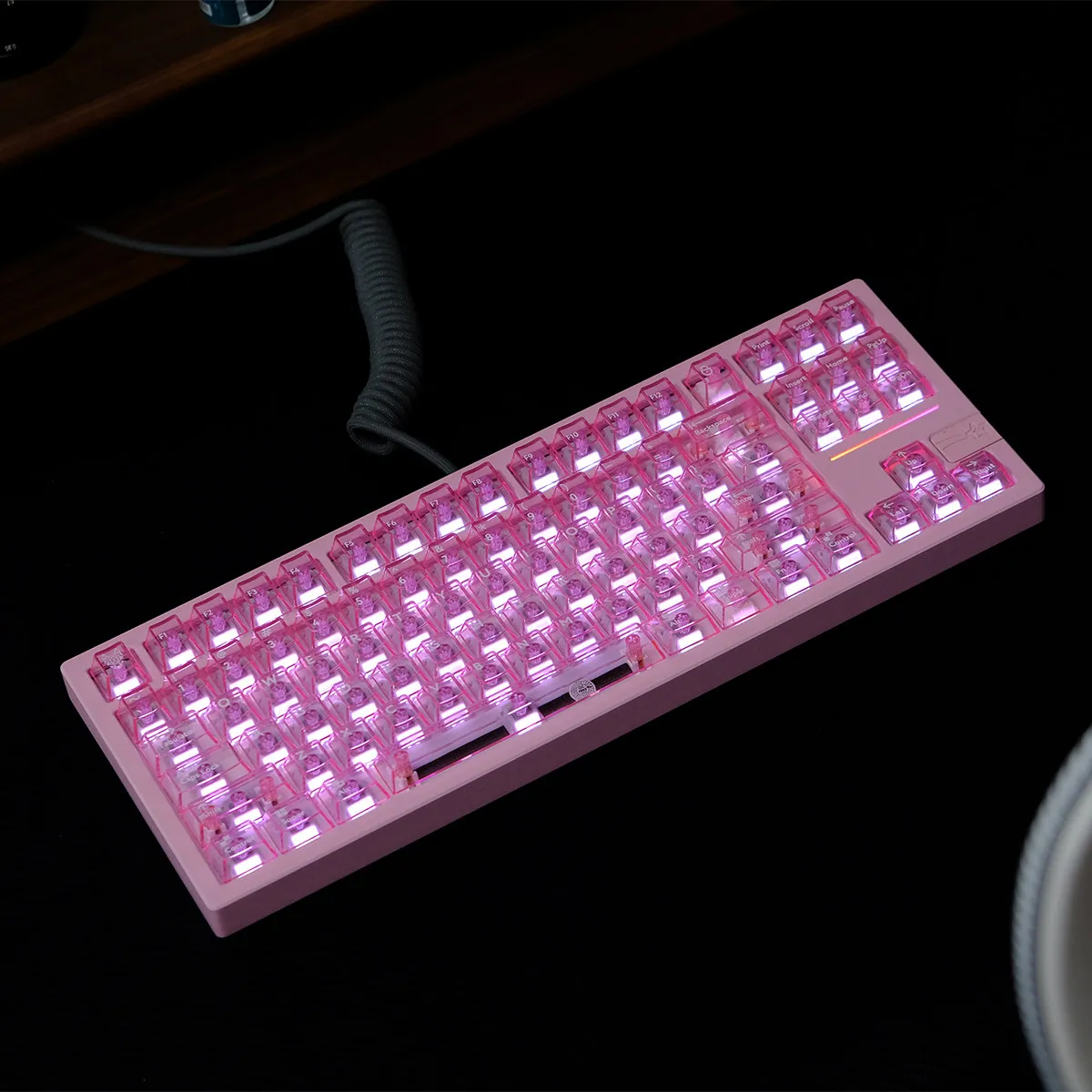 Pink Transparent PC Keycaps UV Pad Print Cherry Profile Crystal Clear Keycaps Set For MX Cherry Keyboard Multilingual Keycaps