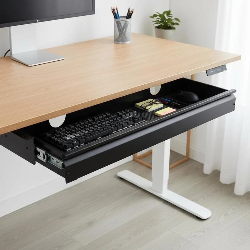 

Under Desk Storage Bin 33x9x4 in For Office Home Workstation, Hidden Desktop Organizer Pull-out Drawer Attachment Mounted Tray