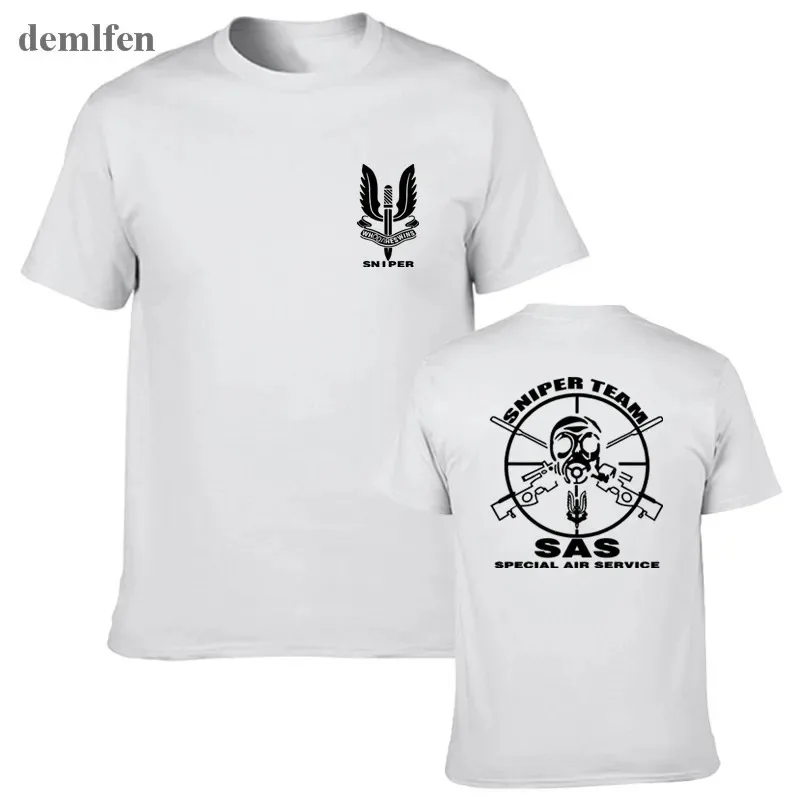 High Quality SAS Special Air Service T Shirt Men Two Sides British Army Special Forces Sniper Gift Casual Tee Shirt USA Size