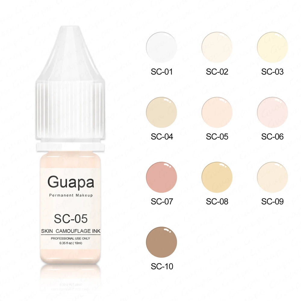 Guapa 10ml Permanent Makeup Ink Stretch Mark Camouflage Pigments Skin Tone Scar Camouflage Tattoo Ink for Restore Skin Tone