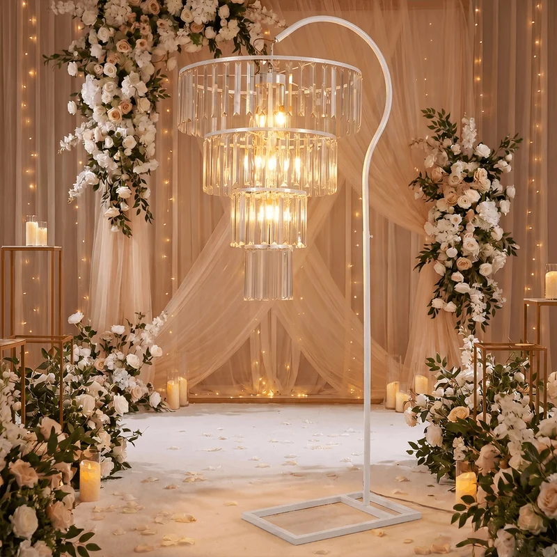 4pcs Acrylic Crystal Strip Wedding Arch Decoration Iron Walkway Guide Pendant for Stage Hotel Ceiling Backdrop
