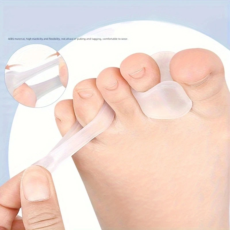 2pcs Hallux Valgus Foot Care Pedicure Silicone Gel Straightener Two Hole Toe Separator Fingers Protector Bunion Adjuster