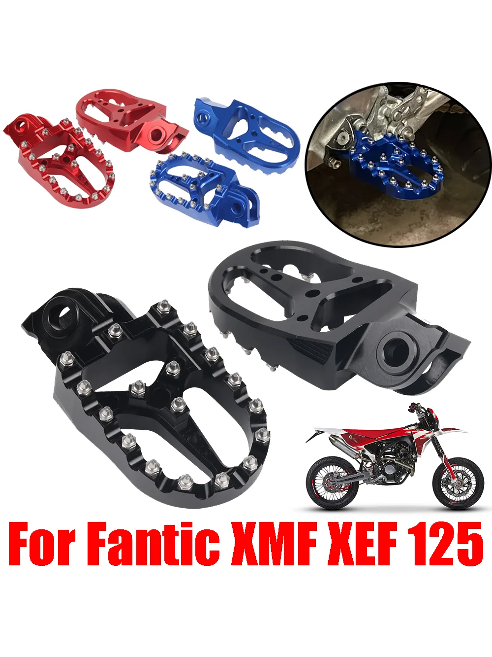 Für Fantic XMF XEF 125 Motorrad-Zubehör Fußrasten Fußstützen Fußpedale