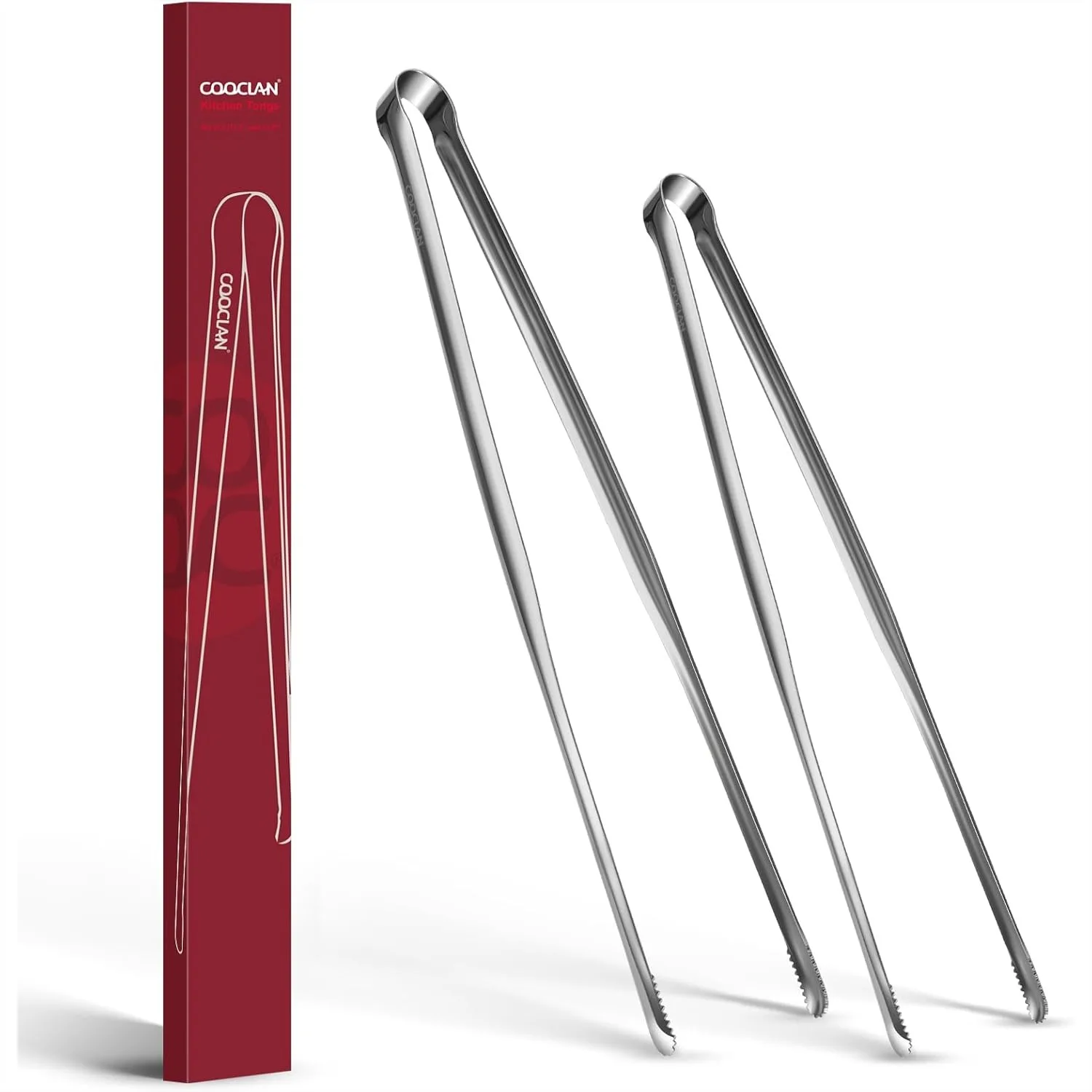 

Stainless Steel Cooking Tongs Set of 2, Serrated Tips for Secure Grip, 11.5" & 13.5"