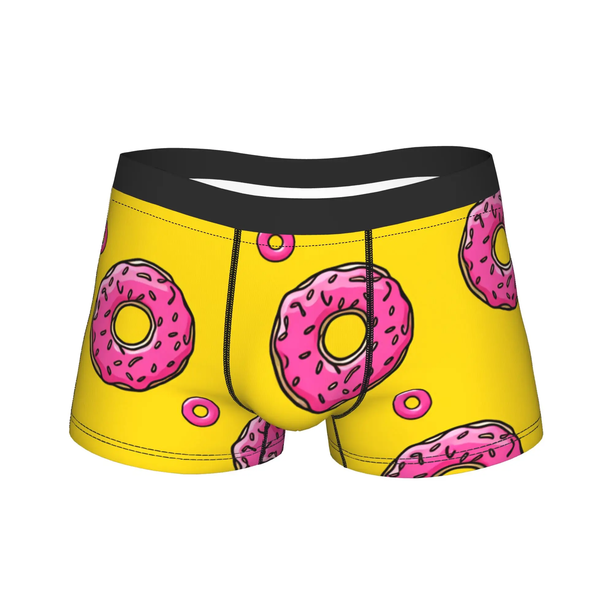 Homer S-Simpsons Donut Pattern Underwear  Men Underpants Pattern Breathable Boxer Shorts Hot Sale Shorts Briefs Big Size 2XL