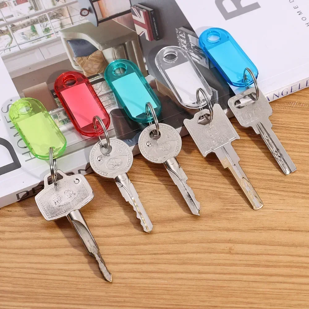 10/20/30/50/80/100pcs New Random Color Key Tags with Labels Plastic Prevent Missing Key Identifiers Luggage Bag Accessories