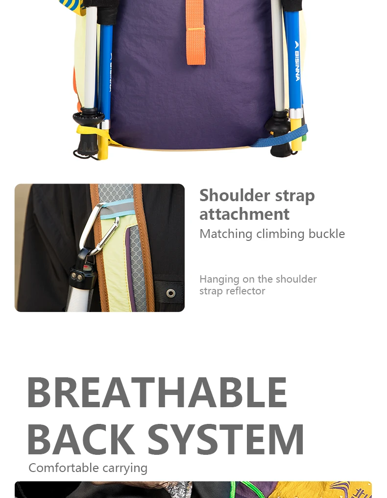 BISINNA 18L Camping-Rucksack, ultraleicht, tragbar, Reisetasche für Damen und Herren, Outdoor, Wandern, Radfahren, Klettern, Angeln – Detail 7