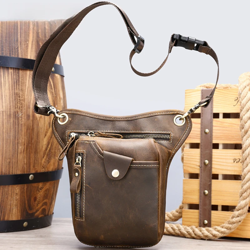 Mobile phone bag, genuine leather waist bag, multi-functional large capacity, men's work and construction site leather waist bag