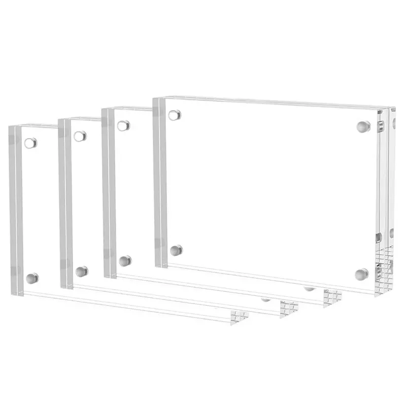 ABLK Double Side Magnets 4 Pack Acrylic Photo Frames 3.5X5 Clear Frames For 2X3, 3X5 Pictures