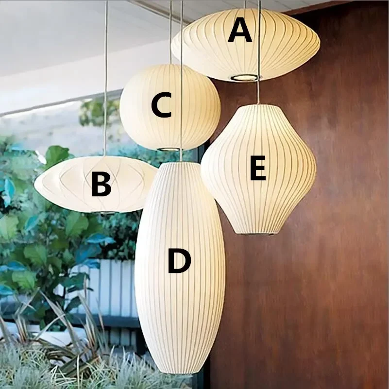 Japanese Pendant Light White Design Minimalist Lamp Silk Cloth Light Clothing Nelson Lamp Shop Cloth Loft Lantern Pendant Lamp