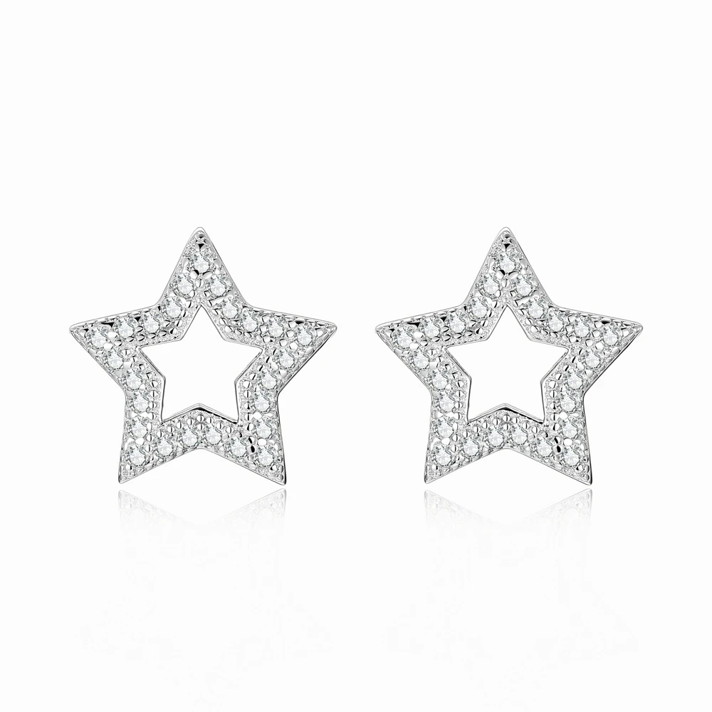 

Creativity Pentagram D Color All Moissanite Earrings S925 Sterling Silver Ear Studs for Woman Birthday Anniversary Jewelry Gift