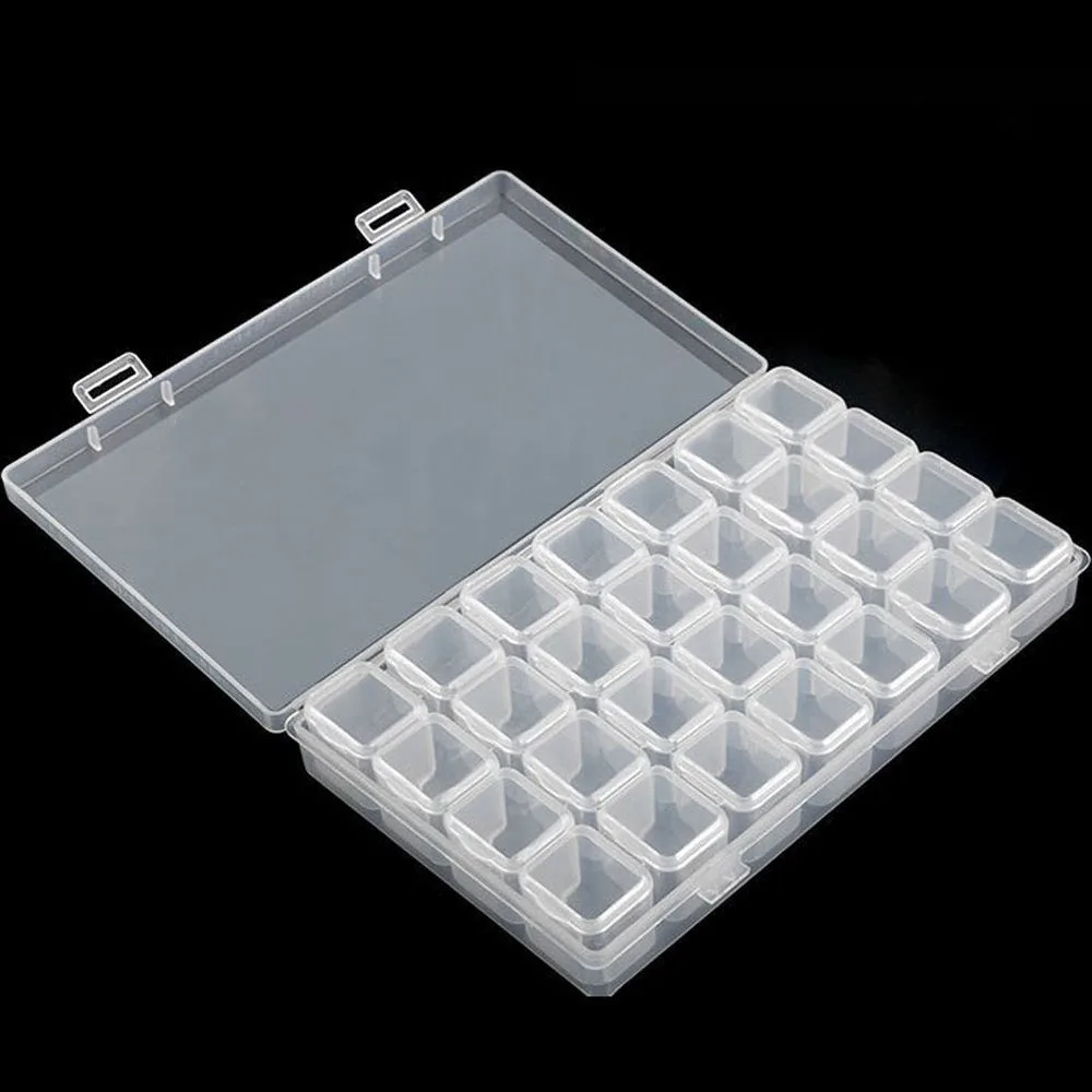 

Sealed Jewelry Box Removable Pill Case Beads Container Nail Art Accessories Diamond Rhinestone Organizer Plastic Storage Box