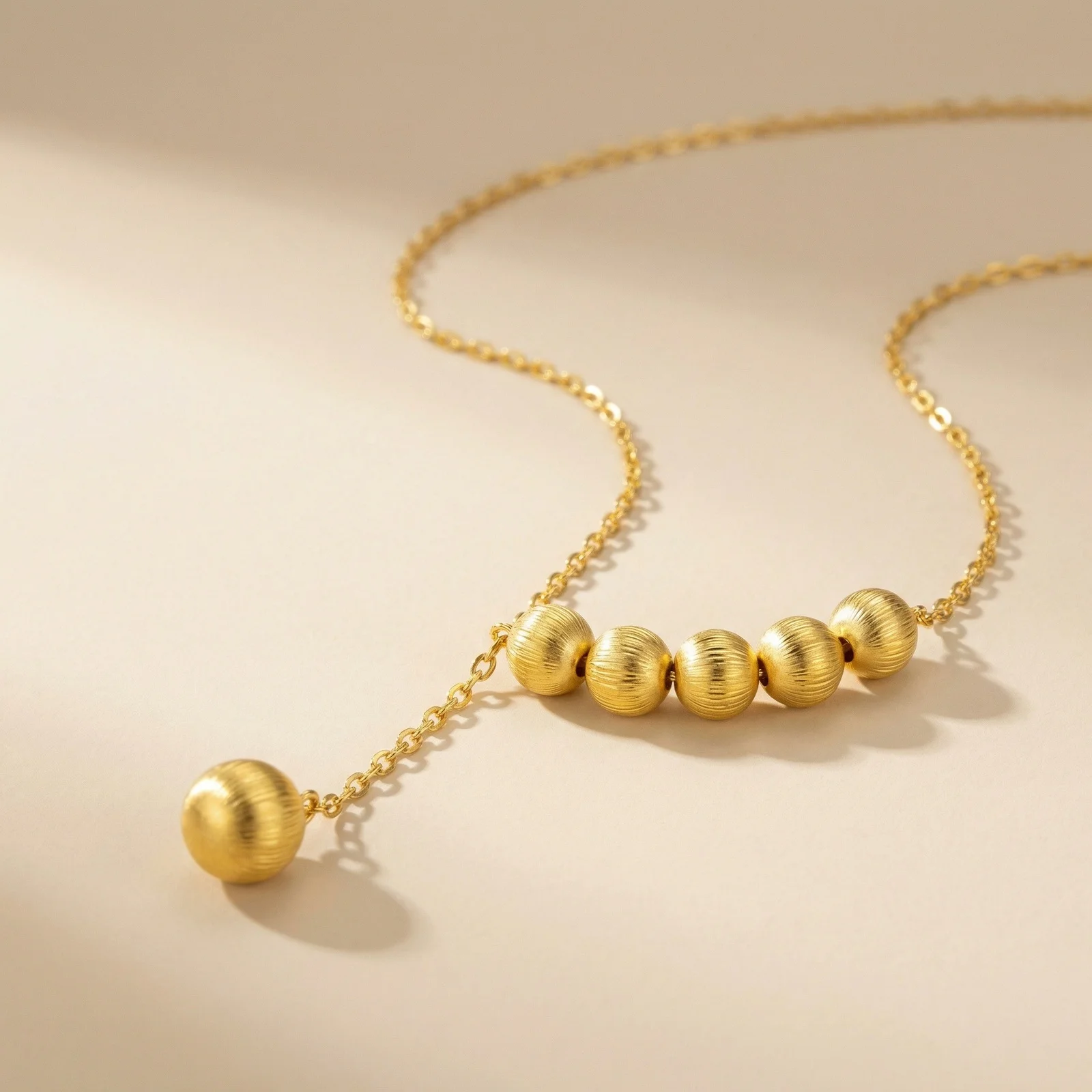 Classic Ball Pendant Necklace, Y-Shaped Long Thin Chain, Simple Metal Necklace for Women, Sweater Chain Jewelry Gift - Image 4