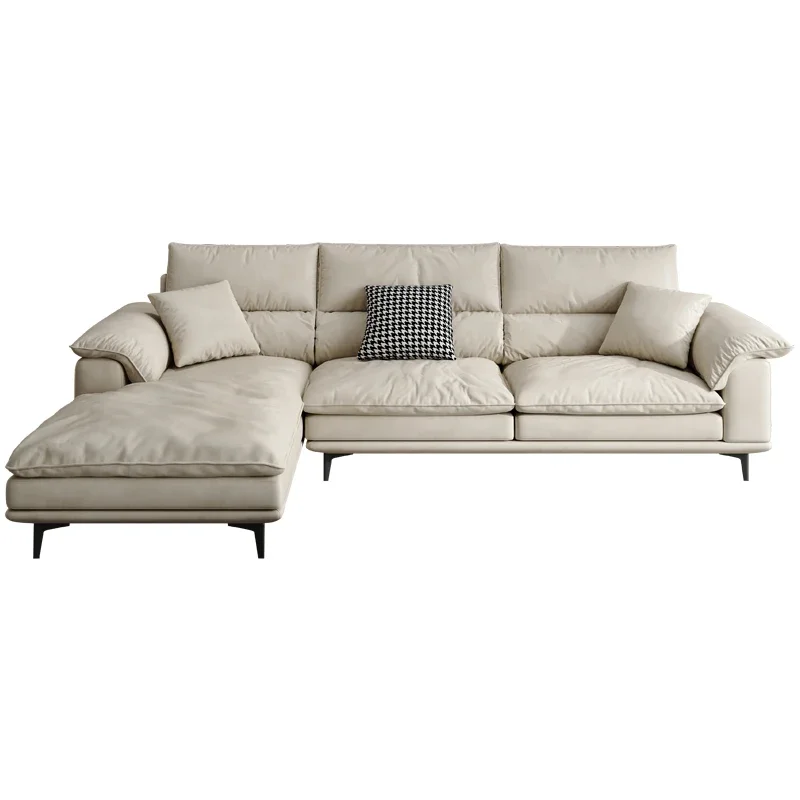 

Corner sofa, living room, technology cloth, simple and light luxury, modern Italian minimalist chaise cloth cream style