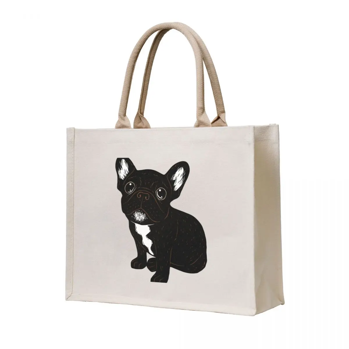 

Cute Brindle Frenchie Puppy Tote Bag Women bags Shopper handbag Portable shopping bag